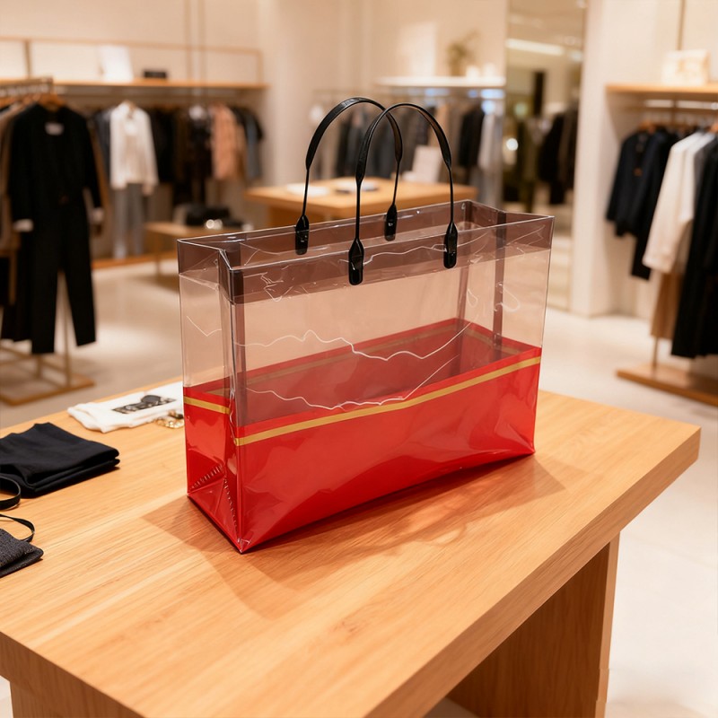 透明ゴールドバンドCPPショッピングトートバッグ